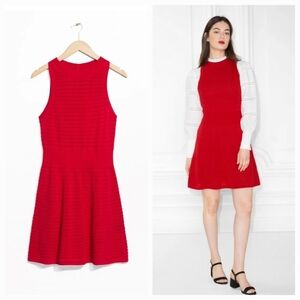 & Other Stories Women's Red Pointelle  Knit Dress Size XS